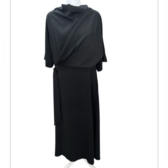 ASOS Design Black Cowl Neck Wrap Tie Maxi Dress Size 8 Elegant Evening Sexy - Picture 6 of 13